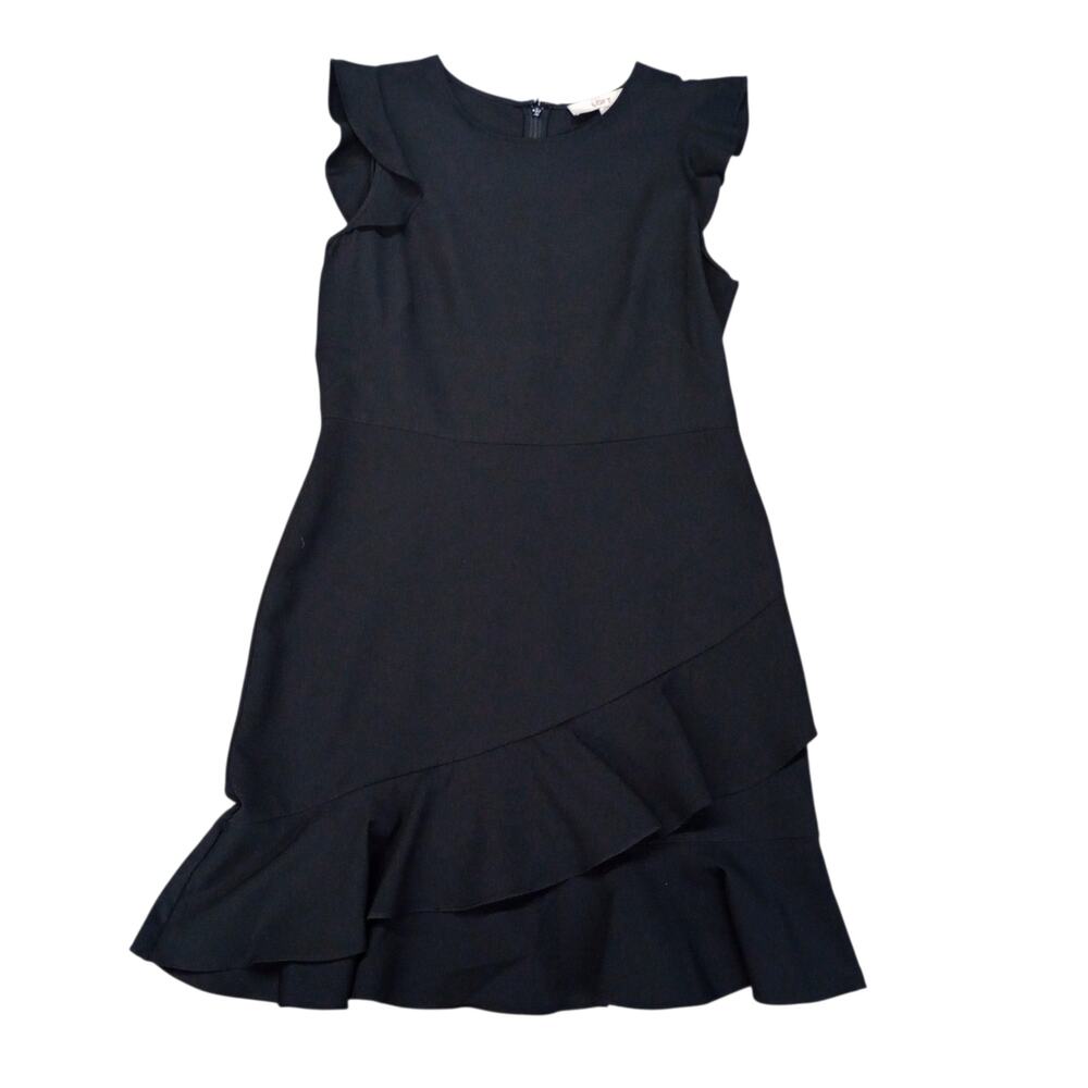 Women's Loft Black Sleeveless Dress with Ruffles Size 8 New With Tags
